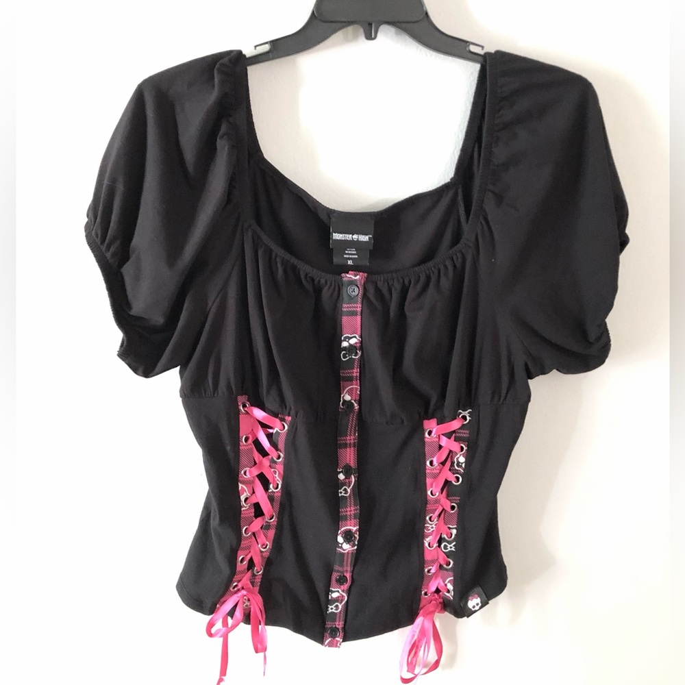 Monster High Skullette Lace Up Corset Top Goth Alt Fashion Halloween - Picture 2 of 7